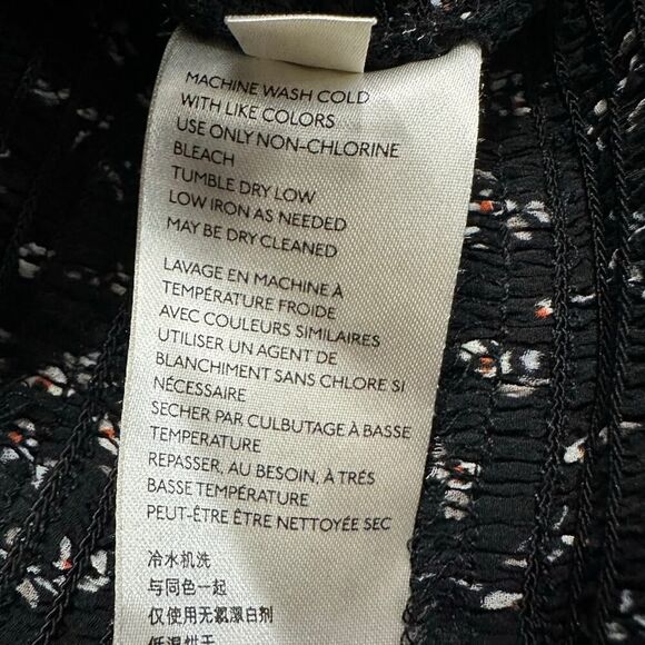 Free People Lolita Top Womens Large Black Floral Long Sleeve Smocked Square Neck - Picture 8 of 13